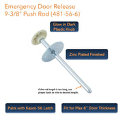 Kason 481-A Inside Release Handle, Glow in Dark, Push Rod for Door of Walk-in Coolers and Freezers