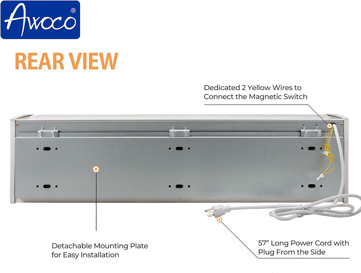 (Refurbished) Awoco FM3509 36" Elegant 2 Speeds 900 CFM Unheated Indoor Air Curtain with an Easy-Install Magnetic Door Switch