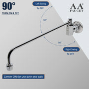 AA Faucet Single Wall Mount Wok Range Automatic No Lead Faucet with 17" Spout and 3/8" Male Inlet