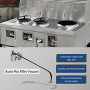 AA Faucet Wok Range Automatic No Lead Faucet with 14" Spout & 3/8" Male Inlet