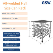 GSW AAR-CRAW41 All Welded Aluminum Half Size Countertop Can Rack Storage holds 72 Cans (#10) or 95 Cans (#5) for Commercial Kitchen, 25” x 35” x 42”