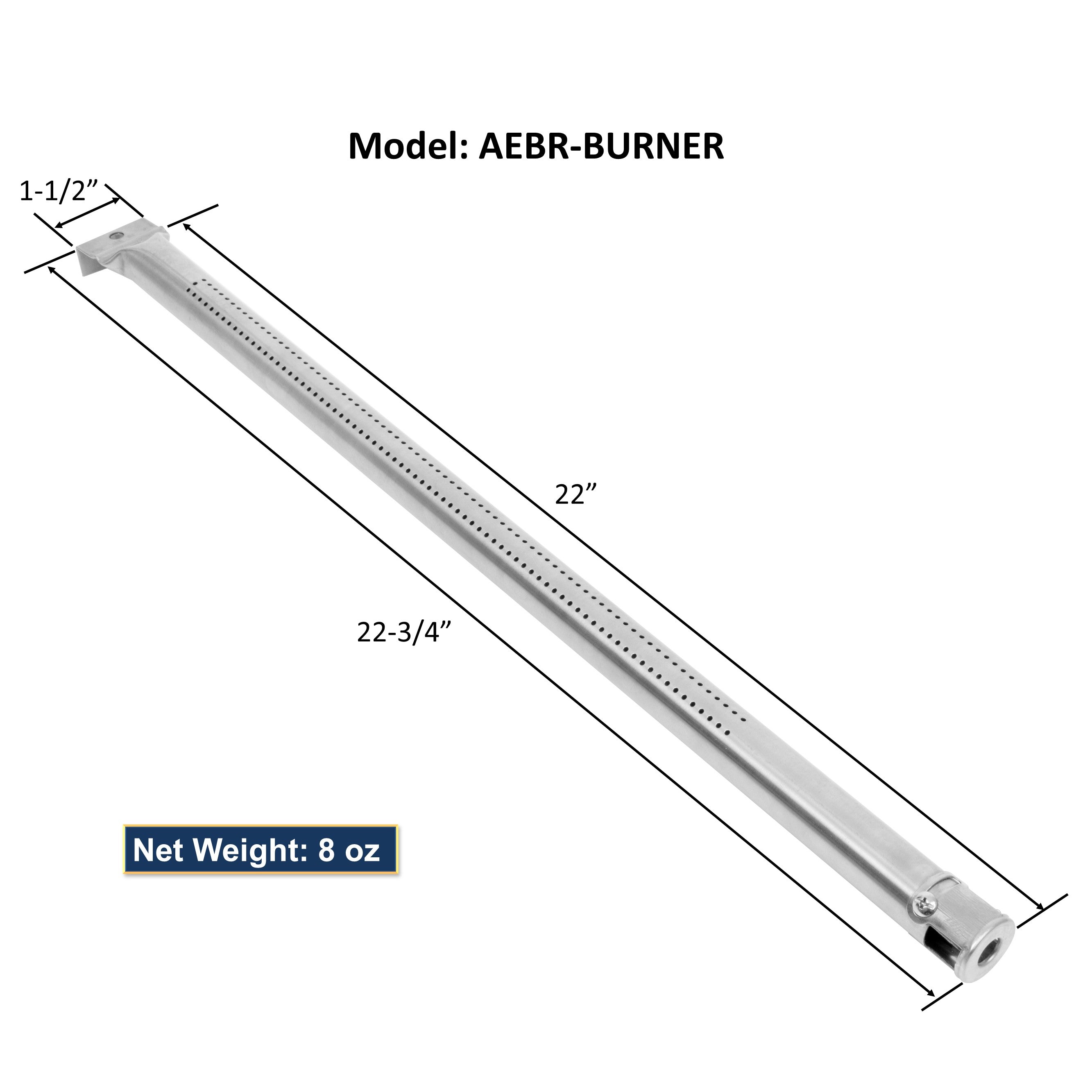 GSW AEBR-BURNER 22-3/4” x 1-1/2” Straight Stainless Steel Tube Burner (20,000 BTU) for AEBR Series Commercial Countertop Broilers