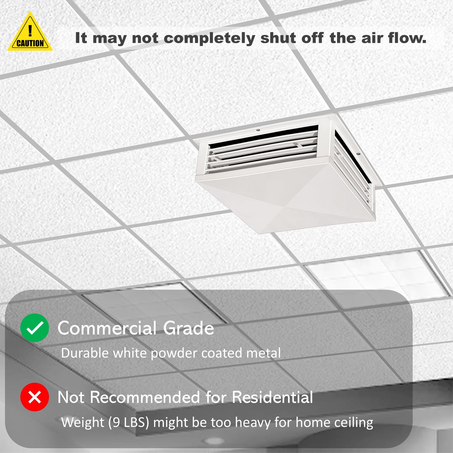 GSW 16” White Powder Coated 4-Way Adjustable Air Diffuser for Evaporative Swamp Cooler, 18” x 18" Mounting Edge (16"x16"x6")