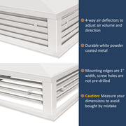 GSW 16” White Powder Coated 4-Way Adjustable Air Diffuser for Evaporative Swamp Cooler, 18” x 18" Mounting Edge (16"x16"x6")