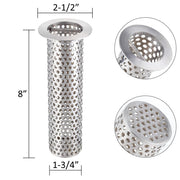 Leyso 2" Drain 8"H Stainless Steel Cylindrical Floor Sink Strainer with Handle
