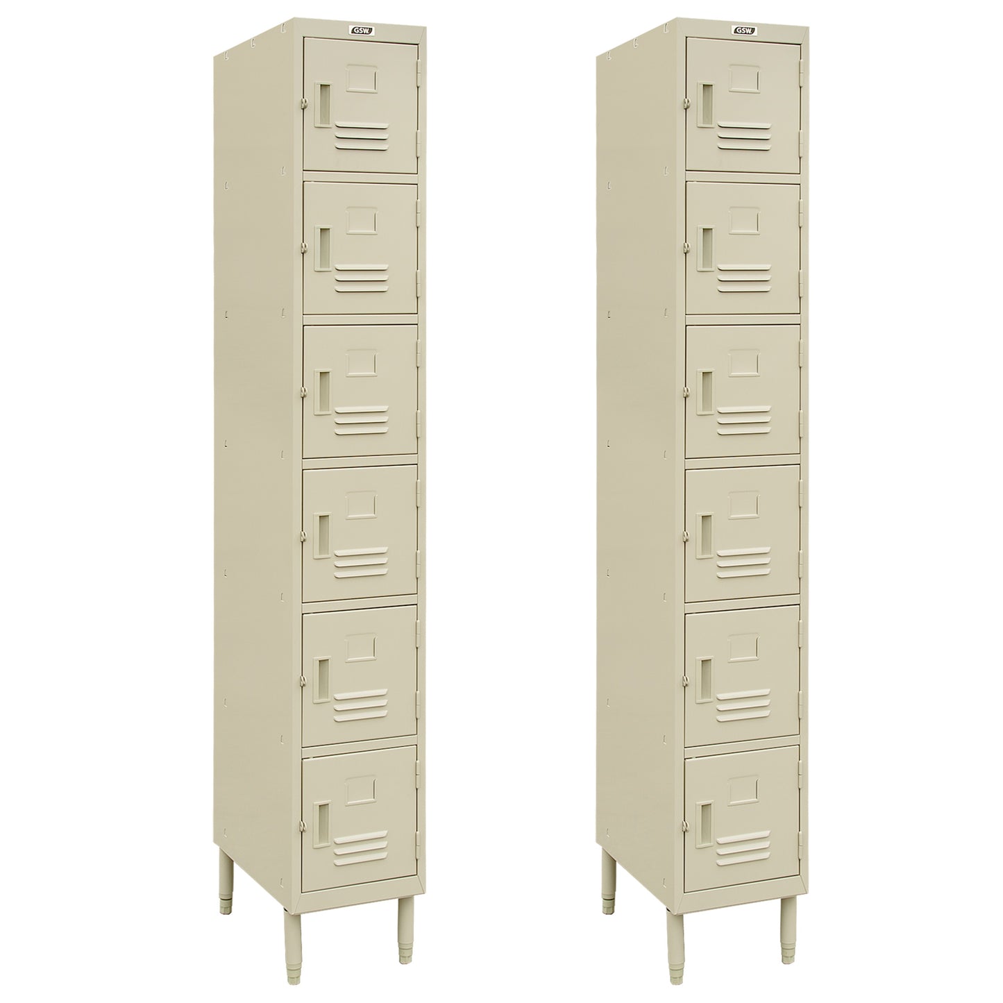 GSW ELS-6DR Premium Steel 6 Door Employee Storage Stand Locker for Home, Office, Gym, Garage, Restaurant, School, 12” x 16” x 77”