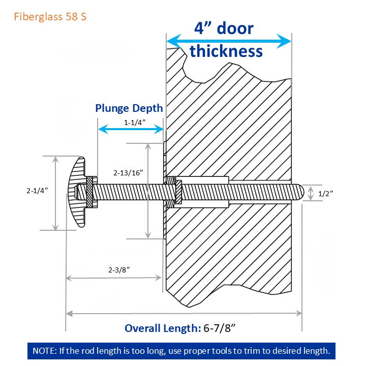 Kason 487-C Frost-Free Inside Release Handle, Glow in Dark, Fiberglass Push Rod for Door of Walk-in Coolers and Freezers