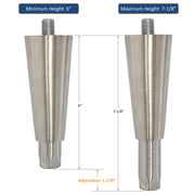 KASON Threaded Steel Stud 6” Adjustable Equipment Leg / Foot for Industrial Commercial Equipment Stands