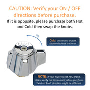ABC Cold Knob Handle Kit with Stem for ABC 4" Hand Sink Faucet, Twist Counter-Clockwise to Open
