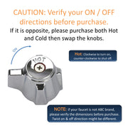 ABC Hot Knob Handle Kit with Stem for ABC 4" Hand Sink Faucet, Twist Clockwise to Open