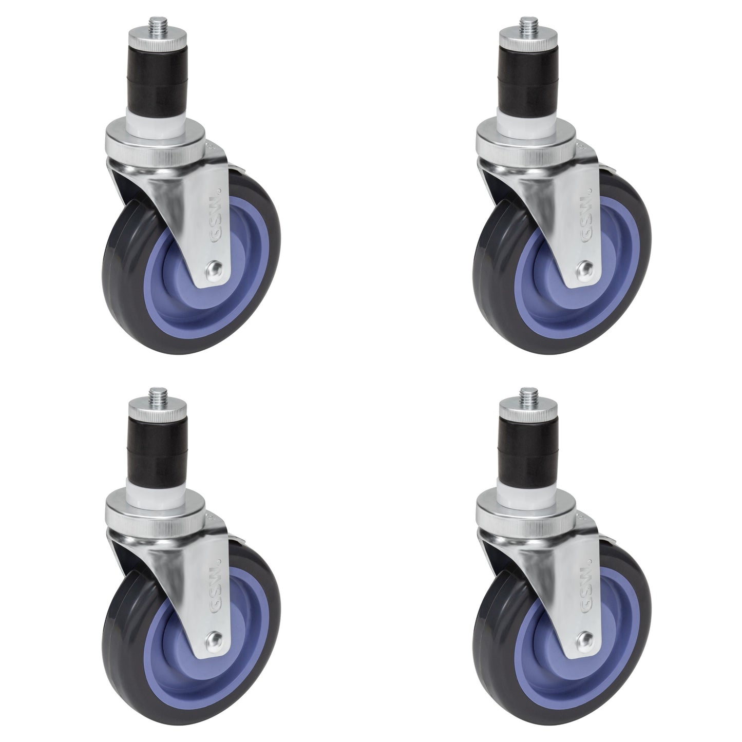 GSW 5" Heavy Duty Casters Wheels with Expanding Stem - Loading Capacity: 1480 lbs. Use for Worktables and Equipment Stands (Swivel)