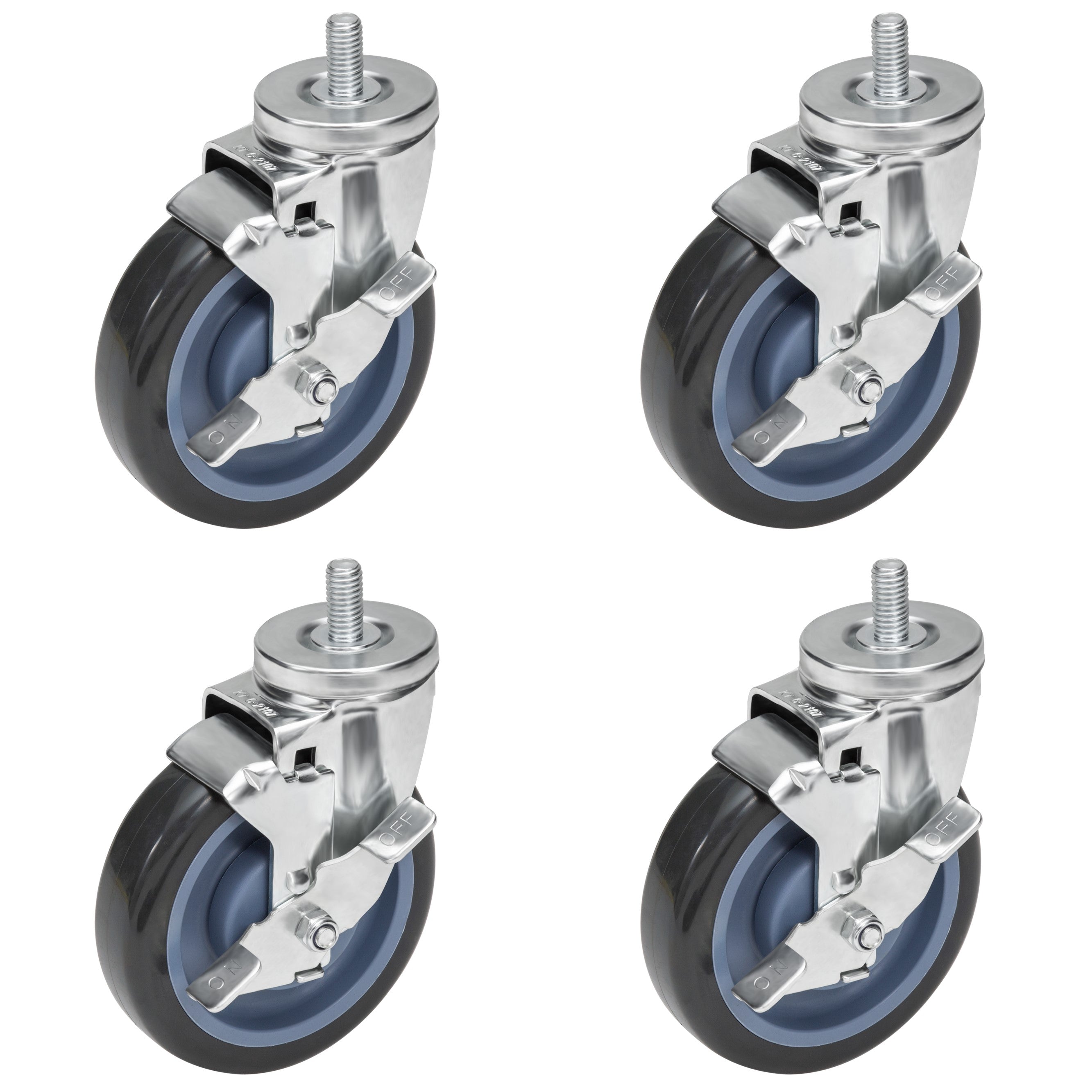 GSW 2" Caster Replacement Cart Wheels, Polyurethane Stem Casters Set of 4 for GSW Cart (C-SCE), Platform Cart, Industrial Cart with Loading Capacity of 800 Lbs (Swivel with Brake)