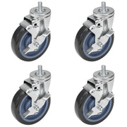 GSW 4" Caster Replacement Cart Wheels, Polyurethane Stem Casters Set of 4 for GSW Cart (C-SCE), Platform Cart, Industrial Cart with Loading Capacity of 1320 Lbs (Swivel with Brake)
