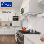 Awoco RH-IT06-R30 14-1/2”D Super Quiet Split Insert Ceiling Mount Stainless Steel Range Hood, 4-Speed, 800 CFM, LED Lights with 6” Blower & Remote Control (30"W 6" Vent)