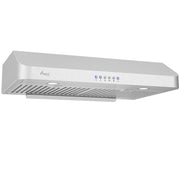 Awoco RH-C06-30 Classic 6" High Stainless Steel Under Cabinet 4 Speeds 900CFM Range Hood with 2 LED Lights (30"W Top Vent)