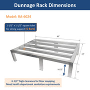GSW 24"D Aluminum All-welded Dunnage Racks. Storage Rack, Floor Food Shelf for Restaurants, Supermarkets, Garages, Stores