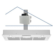 Awoco RH-IT06-36 11-3/4"D Super Quiet Split Insert Stainless Steel Range Hood, 4-Speed, 800 CFM, LED Lights, Mesh Filters with 6” Blower (36"W 6" Vent)