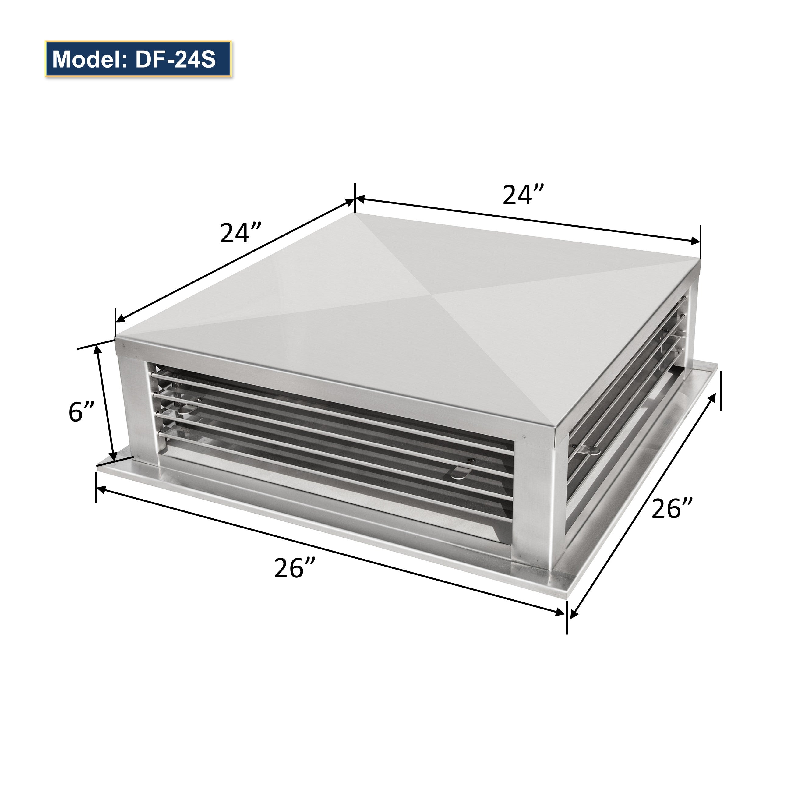 GSW 24” Stainless Steel 4-Way Adjustable Air Diffuser for Evaporative Swamp Cooler, 26” Mounting Edge (24"x24"x6")