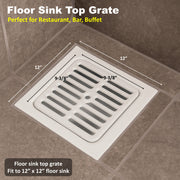GSW Cast Iron Porcelain Floor Sink Top Grate with Ceramic Surface FS-TF, 9-⅜” x 9-⅜” x 1-¼” - Perfect for Restaurant, Bar, Buffet (Full Size)
