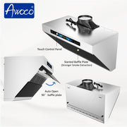 Awoco 36" Under Cabinet Range Hood, Slant Vent Design, 4 Speeds Exhaust Fan with 800 CFM, Voice, Gesture, Touch & Remote Control, 6" Vent, Dimmable LED Light Bars