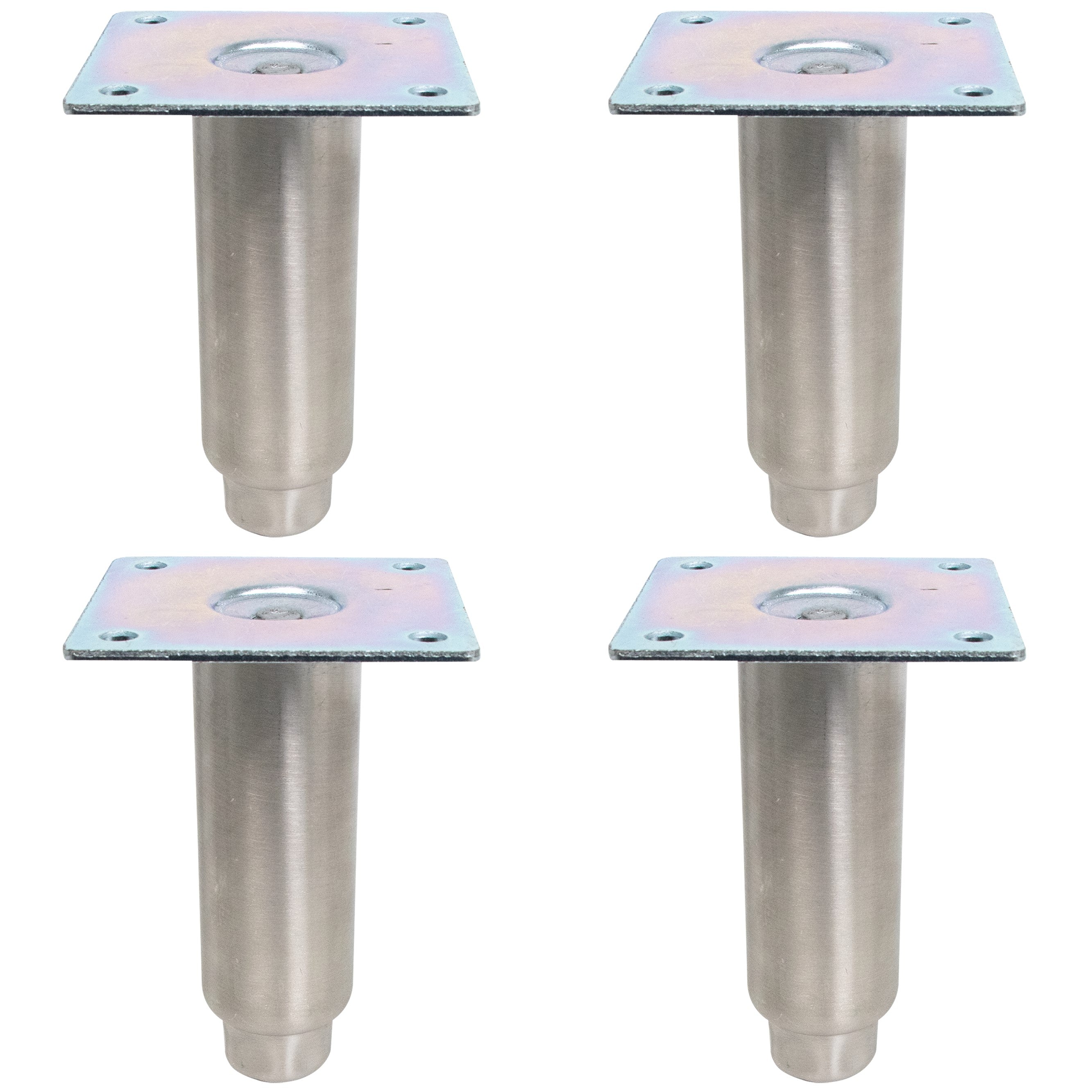 GSW Set of 4 Adjustable Stainless Steel Equipment Legs, 5-1/4” High with 3” Extension, Removable Mounting Plate & 1/2”-13 Protruding Stud, FT-SS5