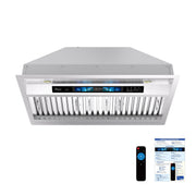 Awoco 30" Built-in Insert Stainless Steel Range Hood, Kitchen Hood with 4-Speed Exhaust Fan, Voice, Gesture, Touch & Remote Controls, 6" Round Top Vent, 800 CFM, Dimmable LED Lights, Baffle Filters