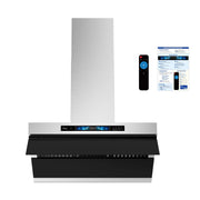 Awoco 36" Wall Mount Range Hood, Slant Vent Design, 4 Speeds Exhaust Fan with 800 CFM, Voice, Gesture, Touch & Remote Control, 6" Vent, Dimmable LED Light Bars, Adjustable Chimney up to 39"
