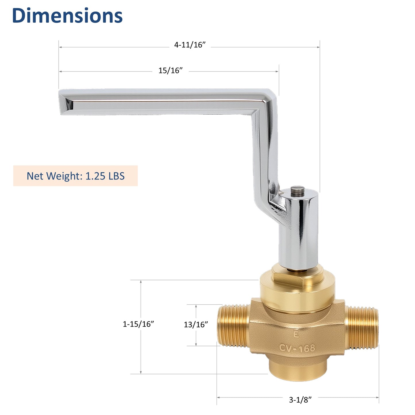 Leyso WR-GV Copper Gas Valve with Handle for Commercial Chinese Wok Range, CSA Approved, 1/2" NPT x 1/2" NPT, Marking: 1/2 PSI E CV-168