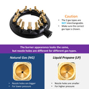 Leyso WR-JBC 16 Copper Tips Speed Jet Burner with Cap Cast Iron Body for Chinese Wok Range, Grilling, Stir Fry, 130,000 BTU, Marking: P8814256-C9