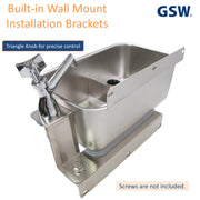 GSW Rectangular Stainless Steel Wall Mount Dipper Well Sink with Faucet for Washing Ice Cream or Coffee Spoons, 10" x 6" x 4"