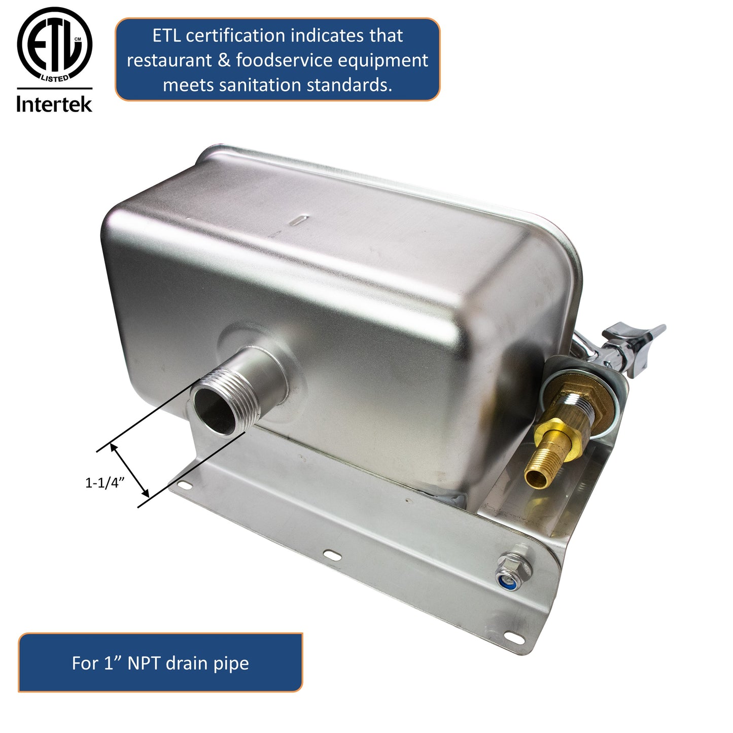 GSW Rectangular Stainless Steel Wall Mount Dipper Well Sink with Faucet for Washing Ice Cream or Coffee Spoons, 10" x 6" x 4"