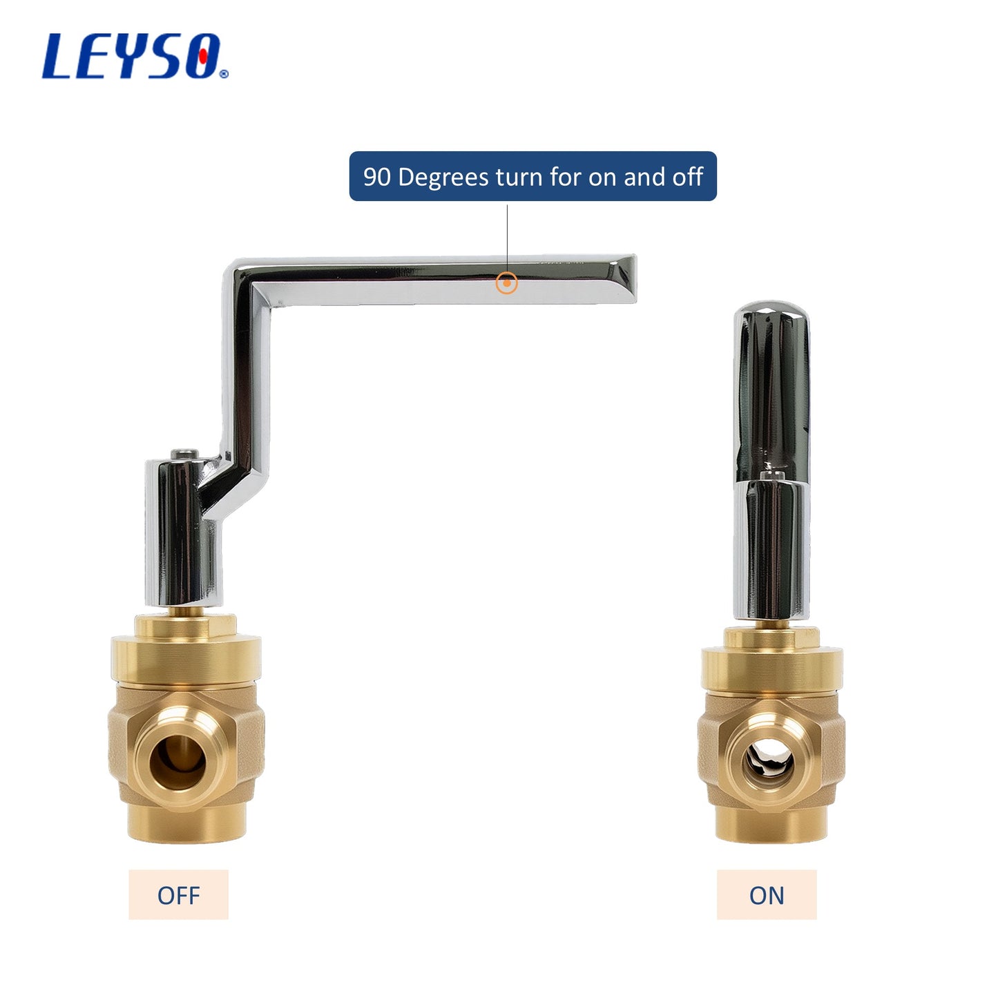 Leyso WR-GV Copper Gas Valve with Handle for Commercial Chinese Wok Range, CSA Approved, 1/2" NPT x 1/2" NPT, Marking: 1/2 PSI E CV-168