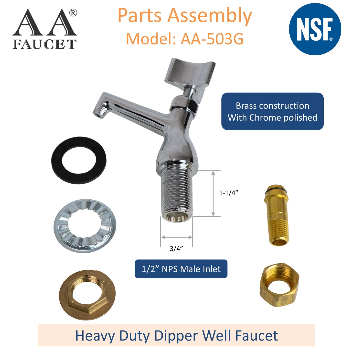 GSW 7" Round Stainless Steel Drop-In Dipper Well Sink with Faucet for Washing Ice Cream or Coffee Spoons