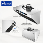 Awoco 30" Under Cabinet Range Hood, Slant Vent Design, 4 Speeds Exhaust Fan with 800 CFM, Voice, Gesture, Touch & Remote Control, 6" Vent, Dimmable LED Light Bars
