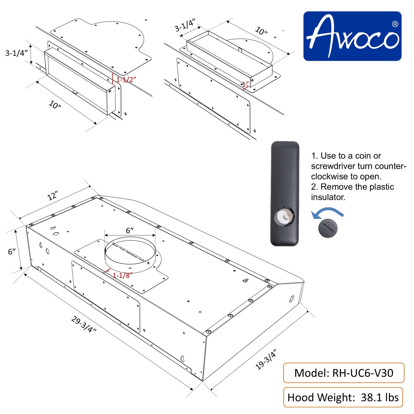 Awoco 30" Under Cabinet Range Hood with Voice, Gesture, Touch & Remote Control, 900 CFM Kitchen Hood with 4-Speed, Stainless Steel Stove Hood with 3 Kitchen Vents, LED Lights, Baffle Filters