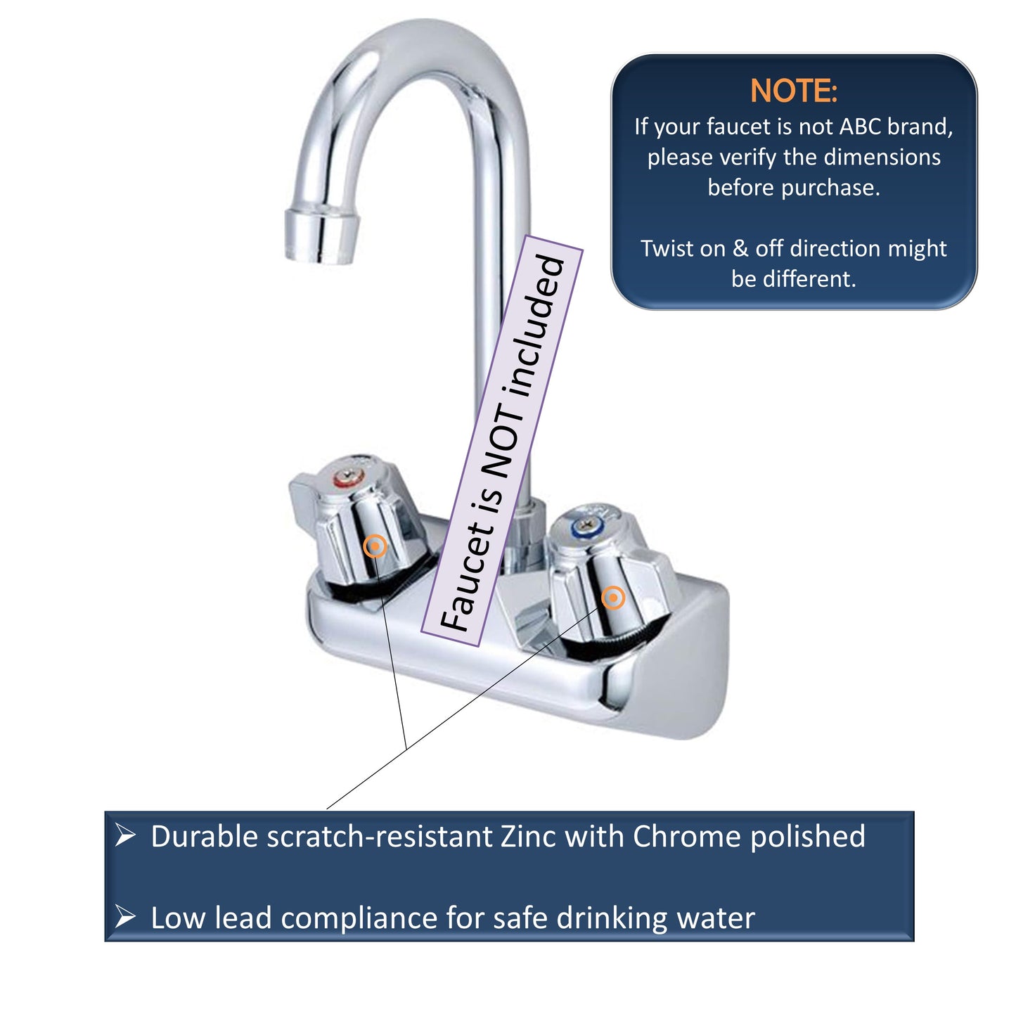 ABC Cold Knob Handle for ABC 4" Hand Sink Faucet