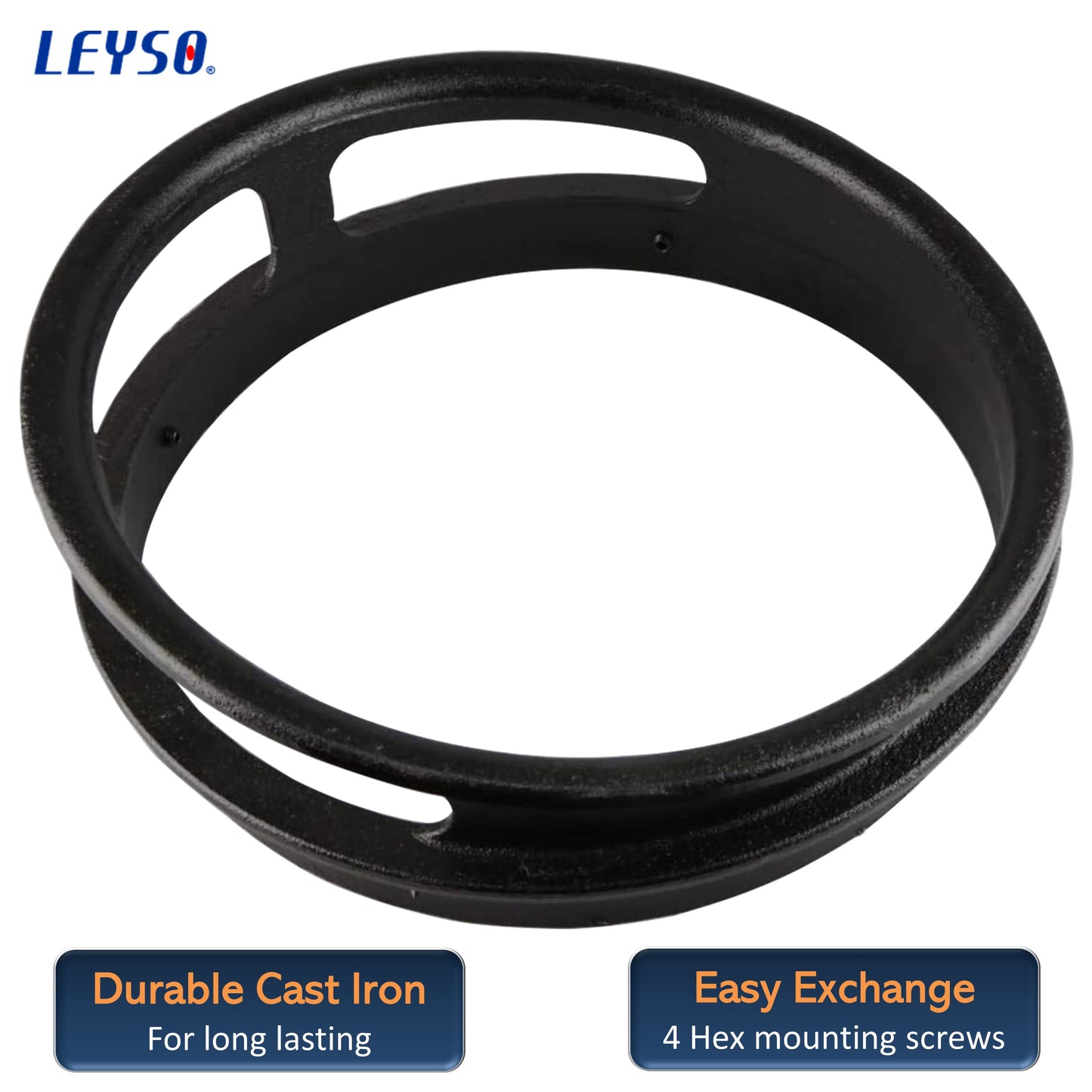 Leyso 13” Diameter 3 Opening Cast Iron Rim to Replace the Worn Out Wok Ring for Chinese Wok Range