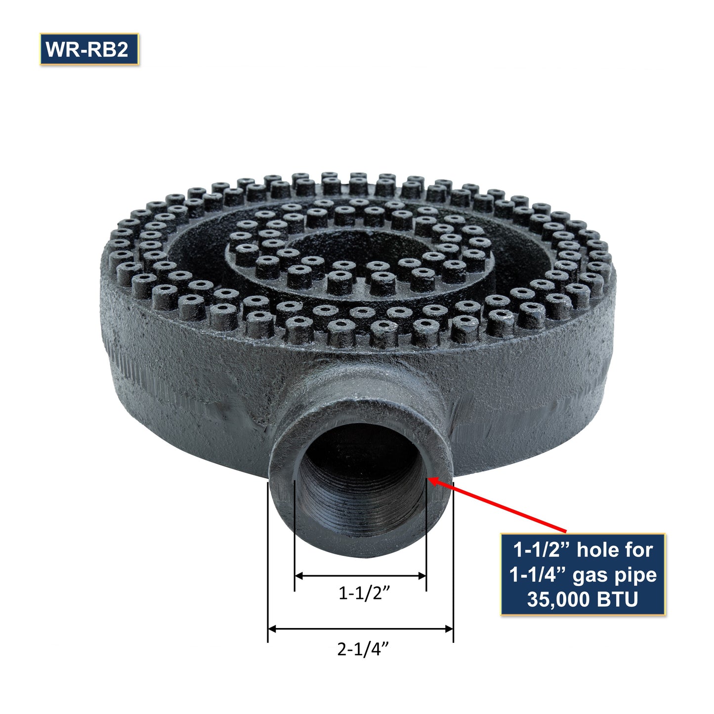 GSW WR-RB2 Two Rings Burner with 1-1/4” Air Shutter, 1-1/4” Pipe 35,000 BTU/HR, Fitting for Stock Pot and Wok Ranges