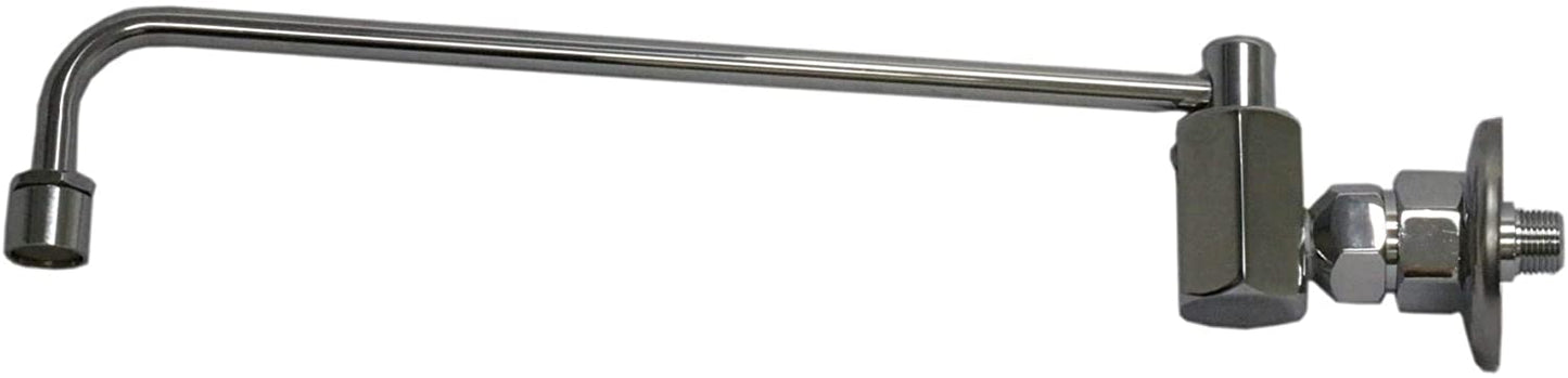 ABC Brass Chrome Commercial Duty Single Wall Mount Chinese Wok Range Automatic No Lead Faucet, ⅜” Male Inlet, NSF Approved (14" Swivel Spout)