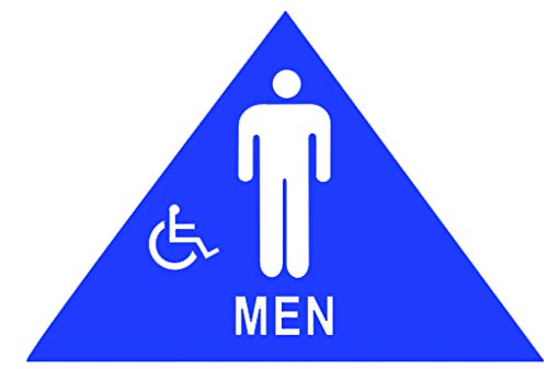 GSW SI-MHT12 Blue 12" Triangle Men's Restroom Door Sign with Braille and Handicap Symbol