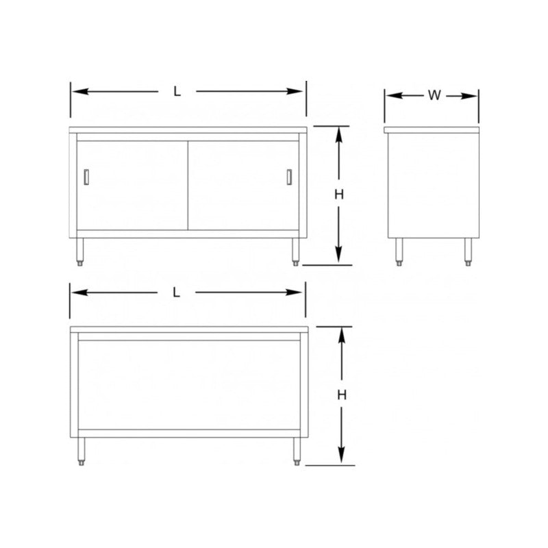 GSW All Stainless Steel Flat Top Enclosed Work Table Cabinet No Door 30"(W) x 72"(L) x 35"(H)