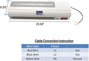 Awoco 24" 240V 3000 Watts 2 Heating Levels 160 CFM Heated Light Weight Air Curtain for Restaurant Drive-Thru Windows