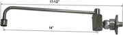 ABC Brass Chrome Commercial Duty Single Wall Mount Chinese Wok Range Automatic No Lead Faucet, ⅜” Male Inlet, NSF Approved (14" Swivel Spout)