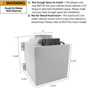 Awoco RH-SP08-36 36" Powerful Quiet Split Series 6" High 1mm Thick Stainless Steel Under Cabinet 4 Speeds 1000CFM Range Hood with 2 LED Lights, 8" Round Top Vent