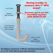 AA Faucet AA-144 Stainless Steel Bar Sink Drain 1" Nominal Pipe Size 1" NPS Thread for 1-3/8" Sink Opening (3-1/4" Length)
