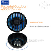 Awoco 18 W Outdoor Bug Zapper 4000V High Powered Electric Killer Fly Trap with 82” Extra Long Power Cord for Eliminating Flying Insects, Flies, Mosquitoes, and Moths