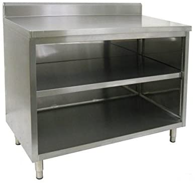 GSW Stainless Steel 4" Rear Upturn Enclosed Work Table Cabinet No Door 24"(W) x 60"(L) x 35"(H)