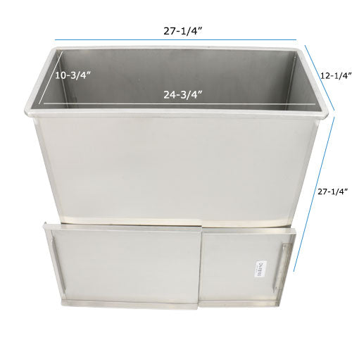 GSW Stainless Steel Commercial Flour Container with One Sliding Cover Storage Bin ETL Certified (12"x25"x27")