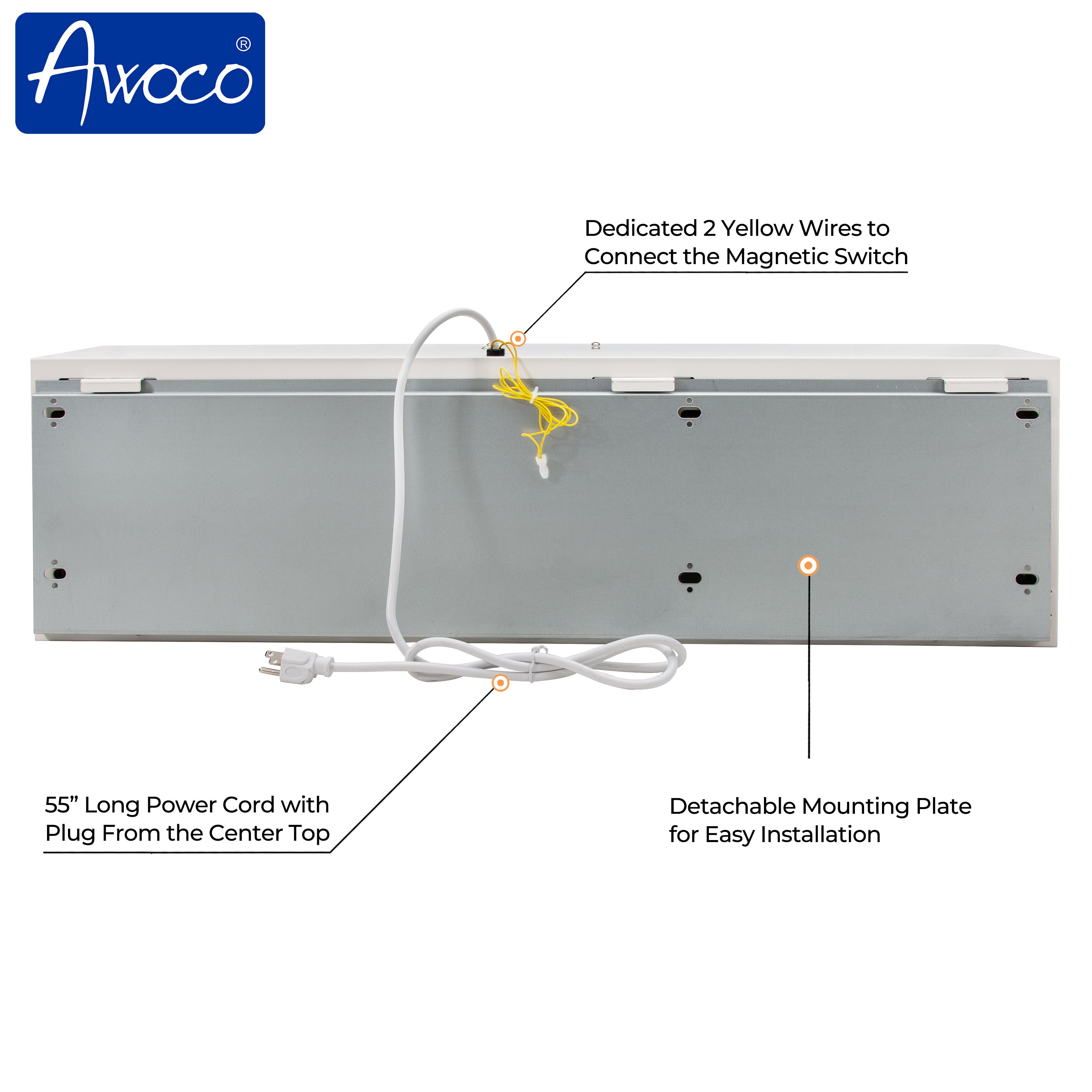 Awoco 42” Super Power 2 Speeds 1350 CFM Commercial Indoor Air Curtain, UL Certified, 120V Unheated with Shutoff Delay Magnetic Switch for Swinging Doors