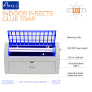 Awoco FT-1E36XL-LED 13W 100V-240V Wall Mount Sticky Fly Trap Lamp for Capturing Flies, Mosquitoes, Moths and Flying Insects (Fly Trap XL)